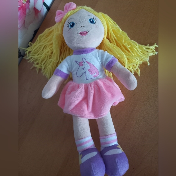 Playtime by Eimmie soft rag doll plush blonde blue eyes pale skin unicorn toy - Picture 5 of 11